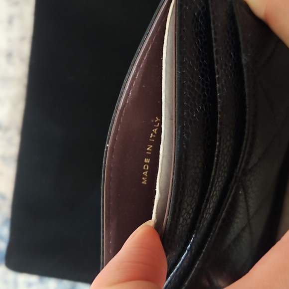 CHANEL Black Caviar Quilted Leather Classic Cardholder Case Gold CC - Picture 7 of 9